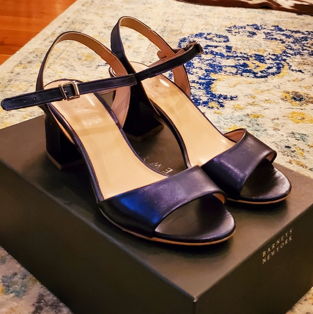 Barney's New York Metallic Block Heel Sandals